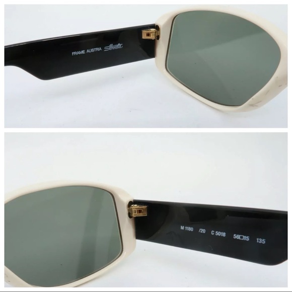 Vintage 1980’s Silhouette Sunglasses, Black & White Colorblock, Mod 1180 Austria
